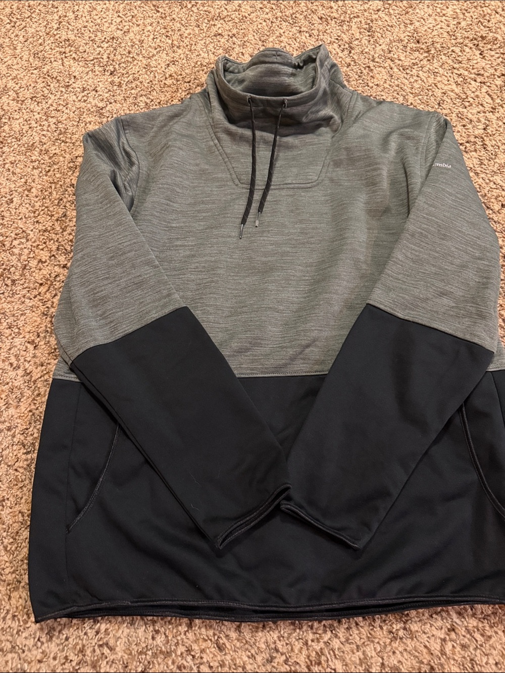 Columbia Gray Heathered Pullover Hoodie with Black Drawcords